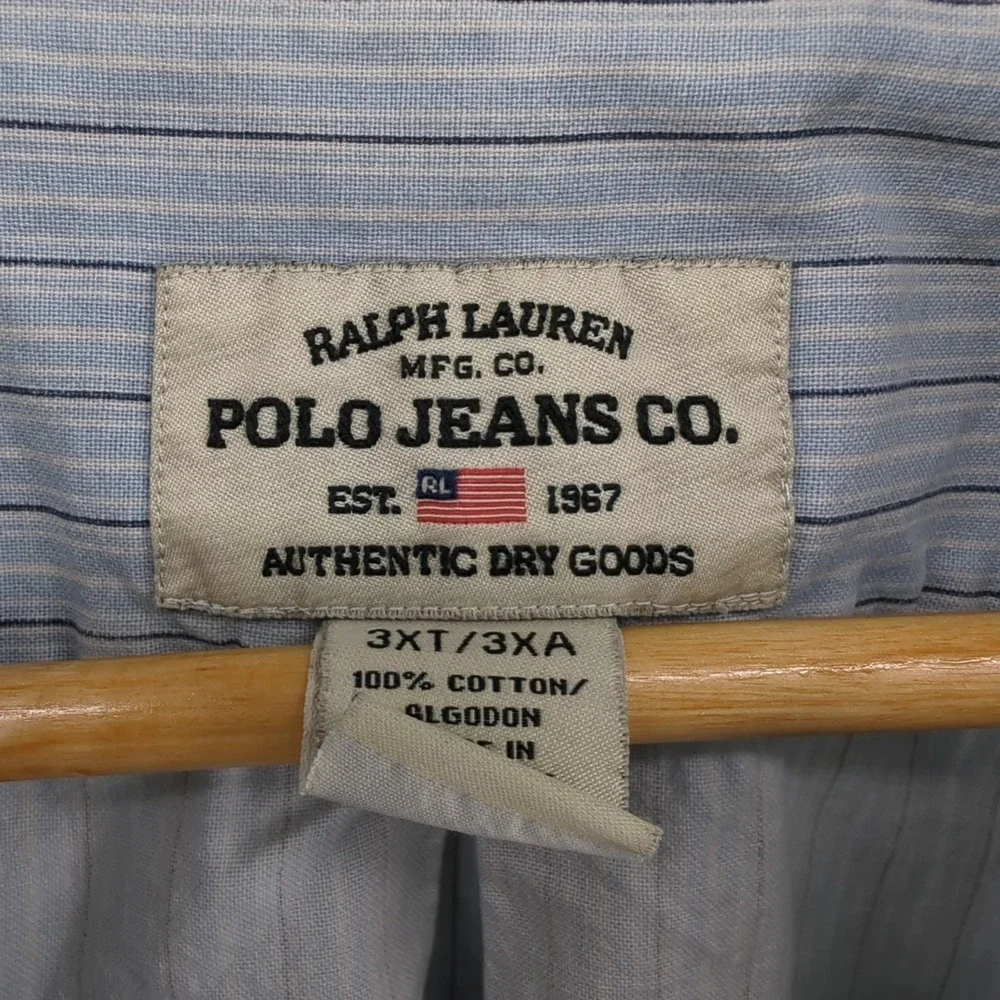 Ralph Lauren Polo Jeans Co Button Shirt Men 3XT 3X Tall Y2K 90 Short Sleeve READ